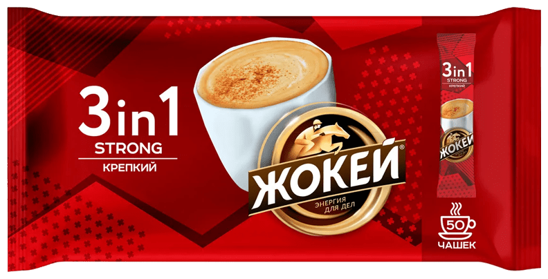 Растворимый кофе Жокей Strong 3 в 1 крепкий, в стиках (50 шт.)