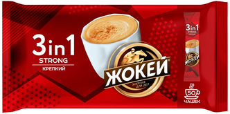 Растворимый кофе Жокей Strong 3 в 1 крепкий, в стиках, 50 уп., 600 г