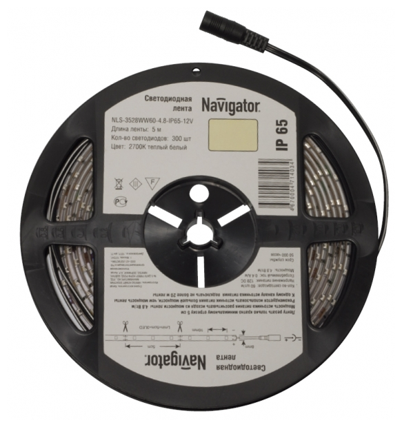 71407 NLS-3528Y60-4.8-IP65-12V желтый 5м светодиодная лента Navigator - фото №2