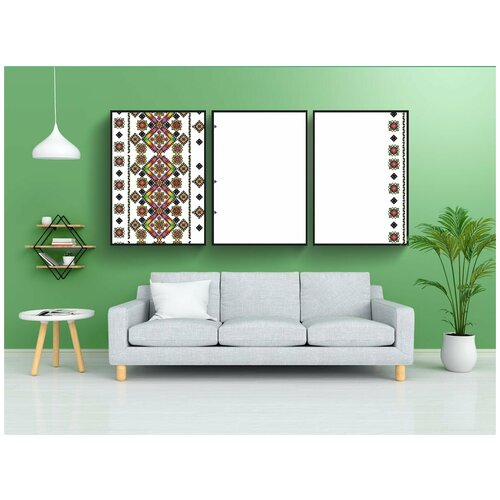 фото Набор модулных постеров для интерьера "украина, вышивка, цветы" 60x90 см. в тубусе, без рамки lotsprints