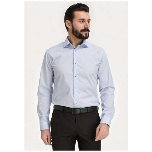 фото Рубашка мужская длинный рукав greg 124/139/682/z/1p_gb, полуприталенный силуэт / regular fit, цвет голубой, рост 174-184, размер ворота 44