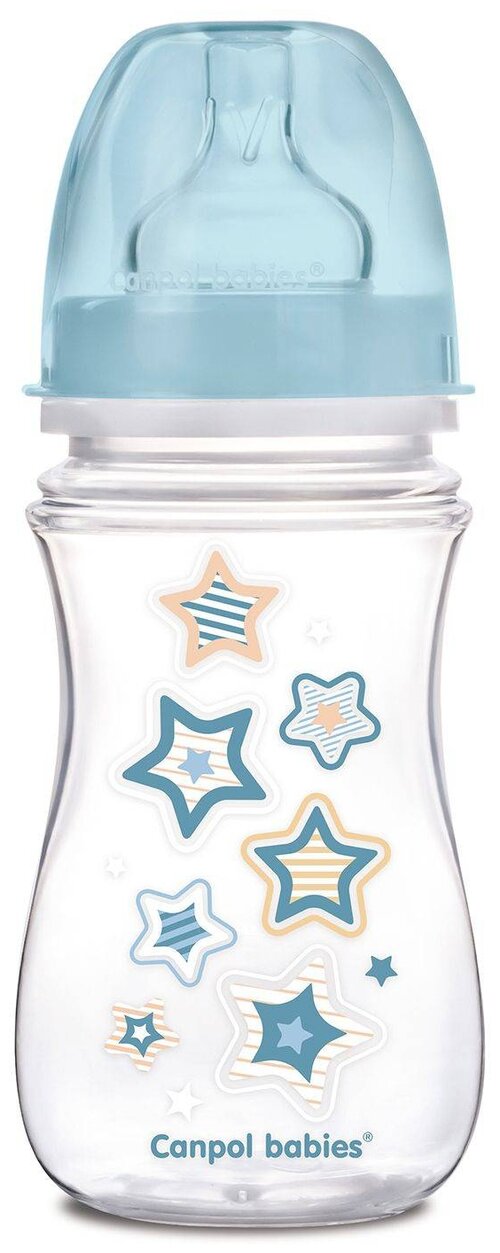Canpol Babies Бутылочка антиколиковая с широким горлом EasyStart Newborn Baby 240 мл, голубой