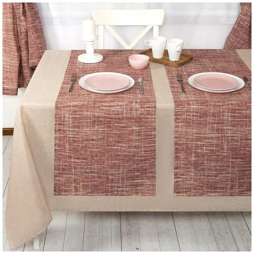 Дорожка-скатерть на стол /комплект - 2 шт/ 40*140 см/ для кухни, дома, дачи/ткань хлопок-полиэстер/ Бурунди /Altali