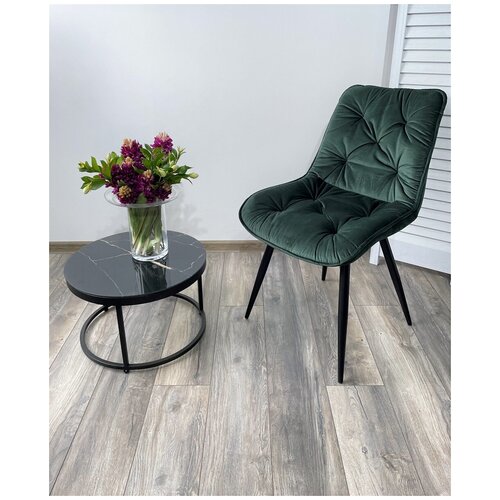 фото Стул monaco ( 1 шт. ) цвет - темно-зеленый, черный металлокаркас, велюр, для кухни, для гостиной, мягкий, со спинкой / uf910-14 / (м сити) m-city m city