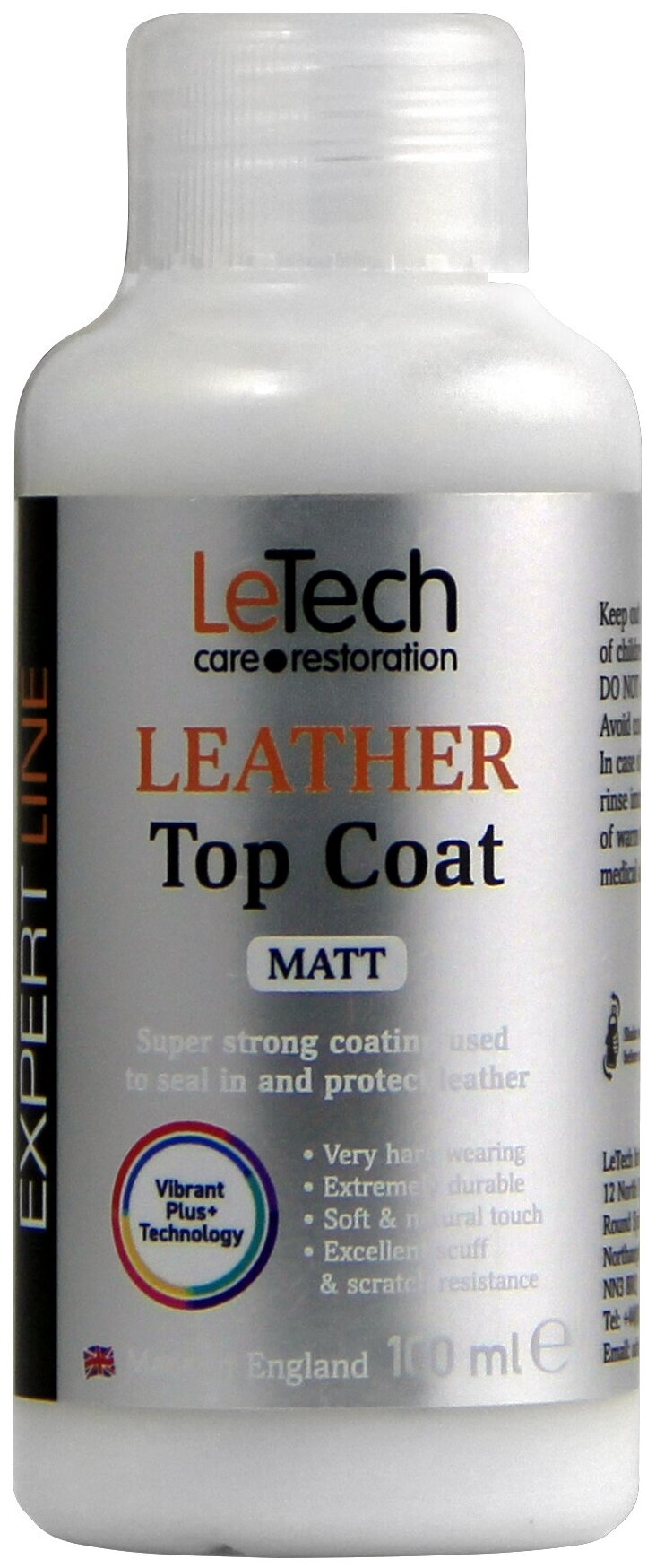 Защитный матовый лак для кожи после ремонта после покраски LeTech (Leather Top Coat) Matt