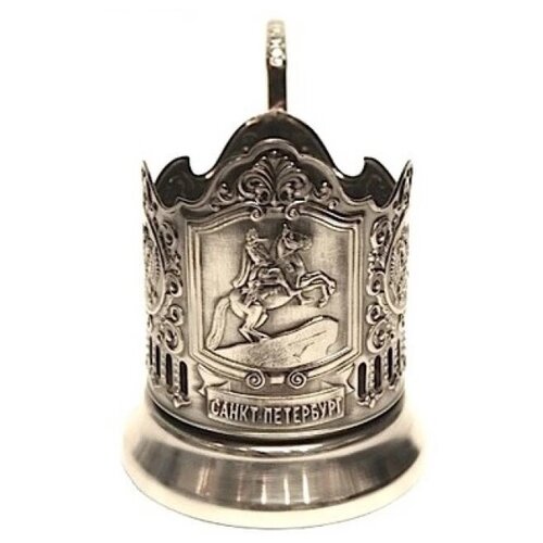 Подстаканник «Пушкин», никелированный, с чернением