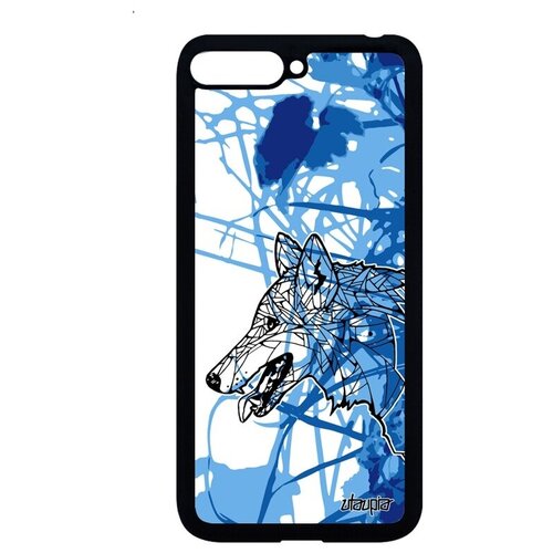 фото Новый чехол на смартфон // huawei y6 2018 // "волк" одинокий древний, utaupia, голубой