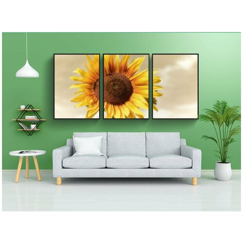 фото Набор модулных постеров для интерьера "подсолнух, летом, сад" 60x90 см. в тубусе, без рамки lotsprints
