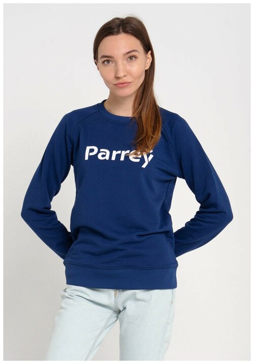 Синий женский свитшот Parrey, белый принт Parrey размер XXS