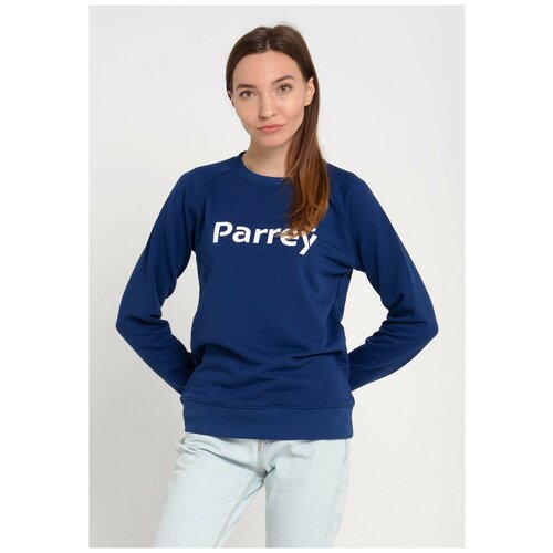 Синий женский свитшот Parrey, белый принт Parrey размер M
