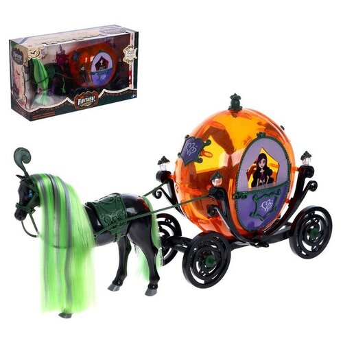 Карета для кукол КНР лошадь ходит, на батарейках, свет, звук (402) карета для кукол с куклой свет звук