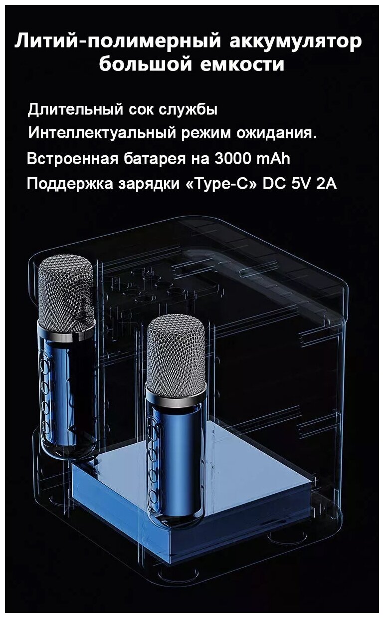 Караоке система NOIR-audio K-5 WHITE с двумя беспроводными микрофонами с функцией Bluetooth и USB разъемом