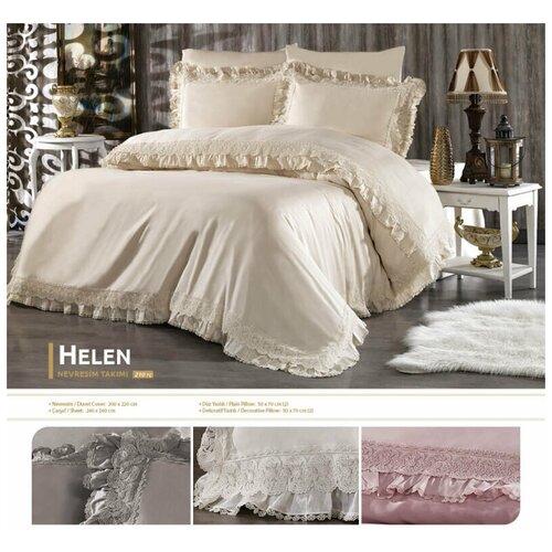 Постельное белье Grazie Home HELEN хлопковый сатин делюкс бежевый евро 37785₽