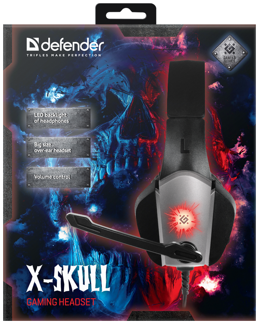 Гарнитура игровая DEFENDER X-Skull, черный [64585] - фото №14