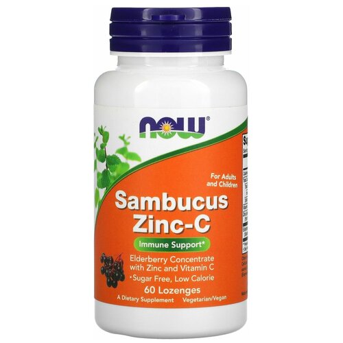 Sambucus Zinc-C, 60 шт., NOW  - купить