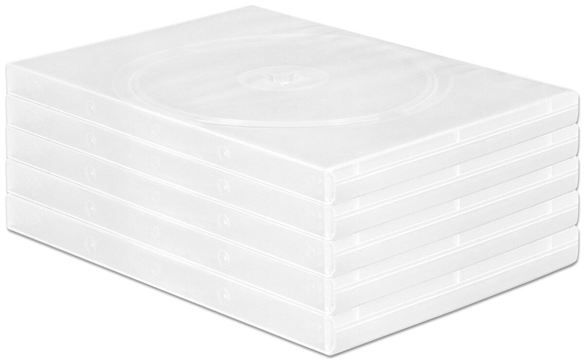 Коробка DVD Box для 2 дисков (2 гнезда) 14мм полупрозрачная, упаковка 5 шт. — фото 1
