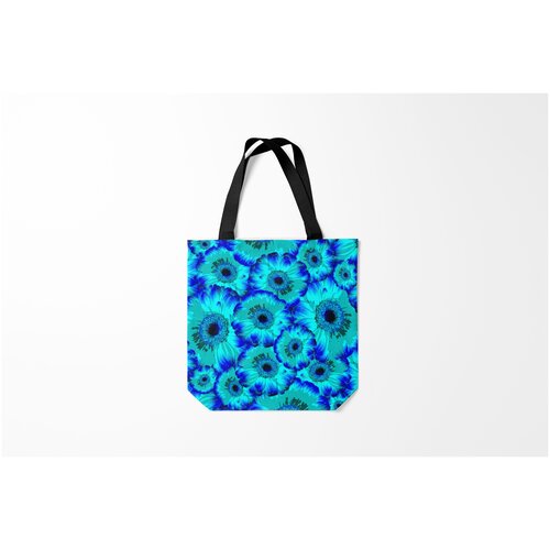 фото Сумка-шоппер / 40х40 см / праздники / 8 марта голубые хризантемы burnettie