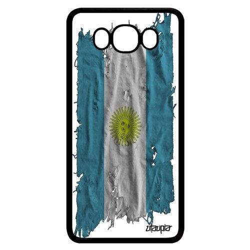 фото Качественный чехол для мобильного // samsung galaxy j7 2016 // "флаг аргентины на ткани" страна стиль, utaupia, белый