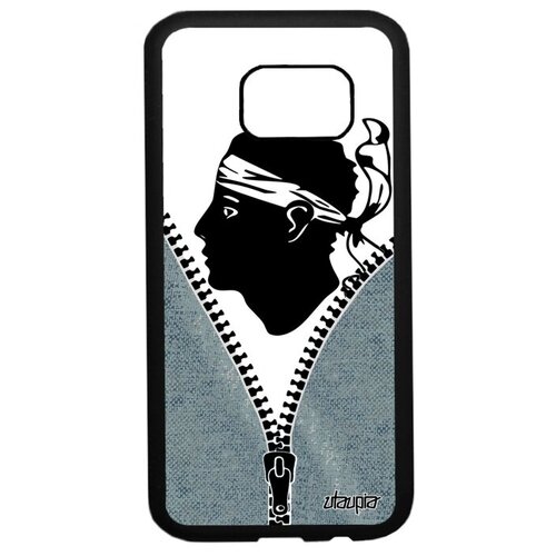 фото Красивый чехол для смартфона // samsung galaxy s7 // "флаг корсики на молнии" туризм государственный, utaupia, серый