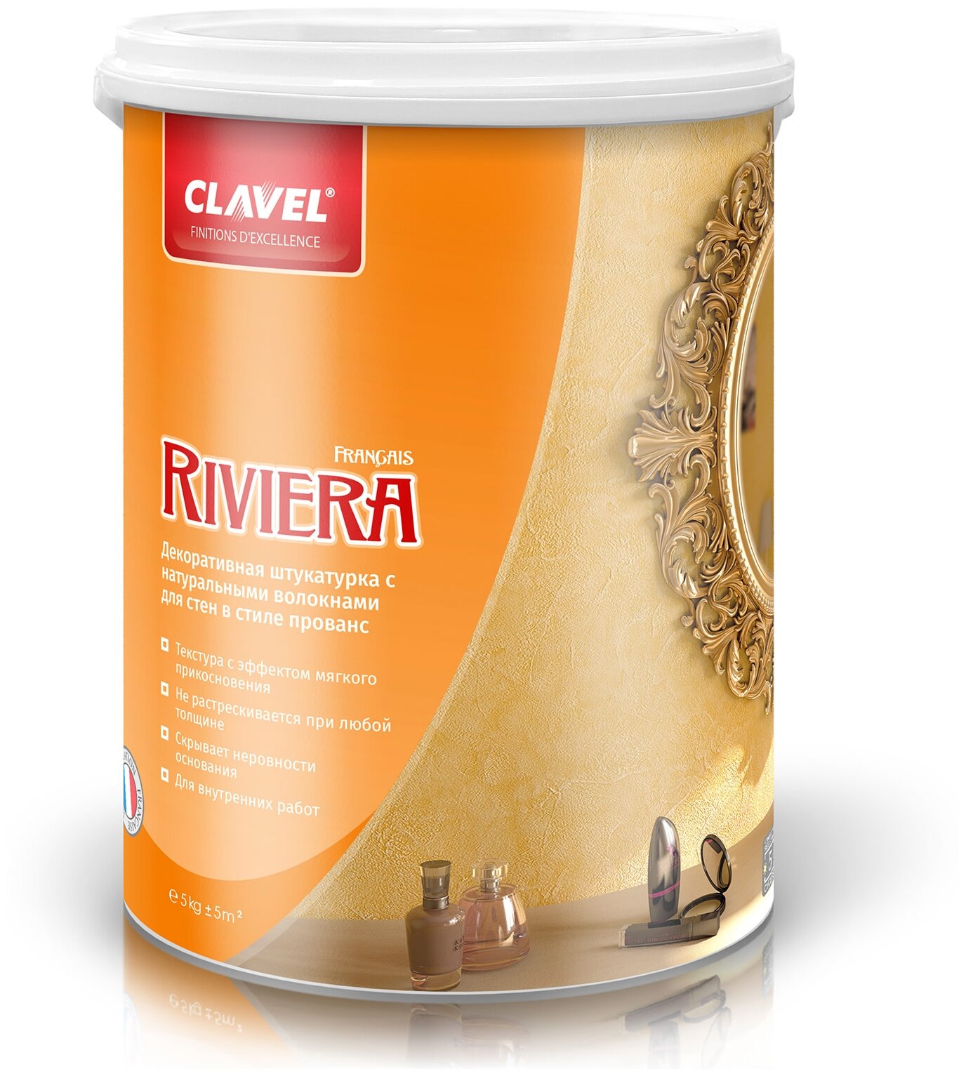 Декоративное покрытие Clavel Riviera, белый, 5 кг