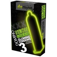 Презервативы DOMINO Neon Green со светящимся в темноте кончиком - 3 шт, 1 упаковка