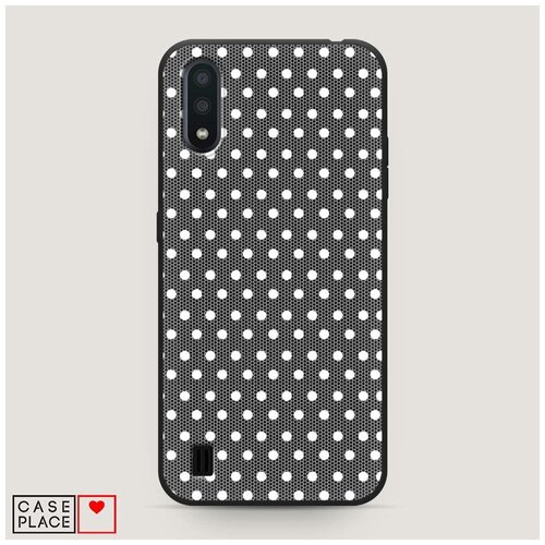 фото Чехол силиконовый матовый samsung galaxy a01 сетка в горох белая case place