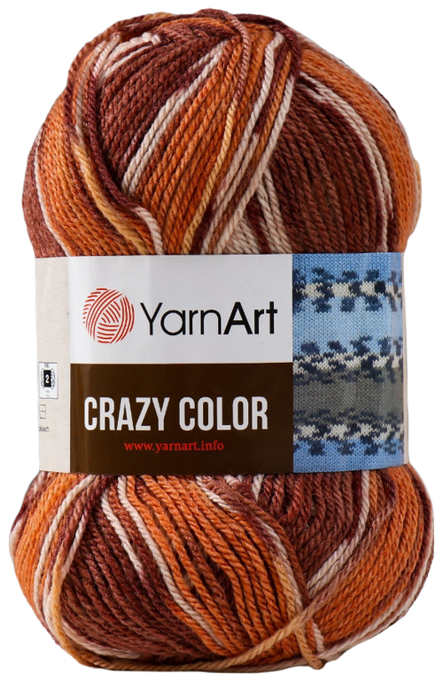 Пряжа YarnArt Crazy color, 25 % шерсть, 75 % акрил, 100 г, 260 м, 1 шт., 138