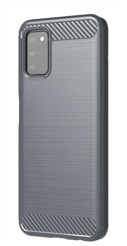Накладка силиконовая для Samsung Galaxy A03S SM-A037 под карбон и сталь серая