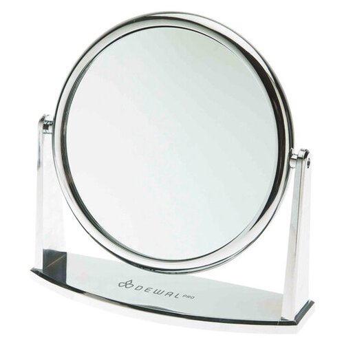 фото Зеркало настольное dewal, пластик, серебристое 18х18,5см mr-425