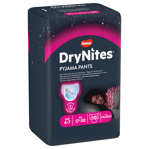 Трусики HUGGIES (Хаггис) DryNites для девочек 4-7 лет 10 шт.