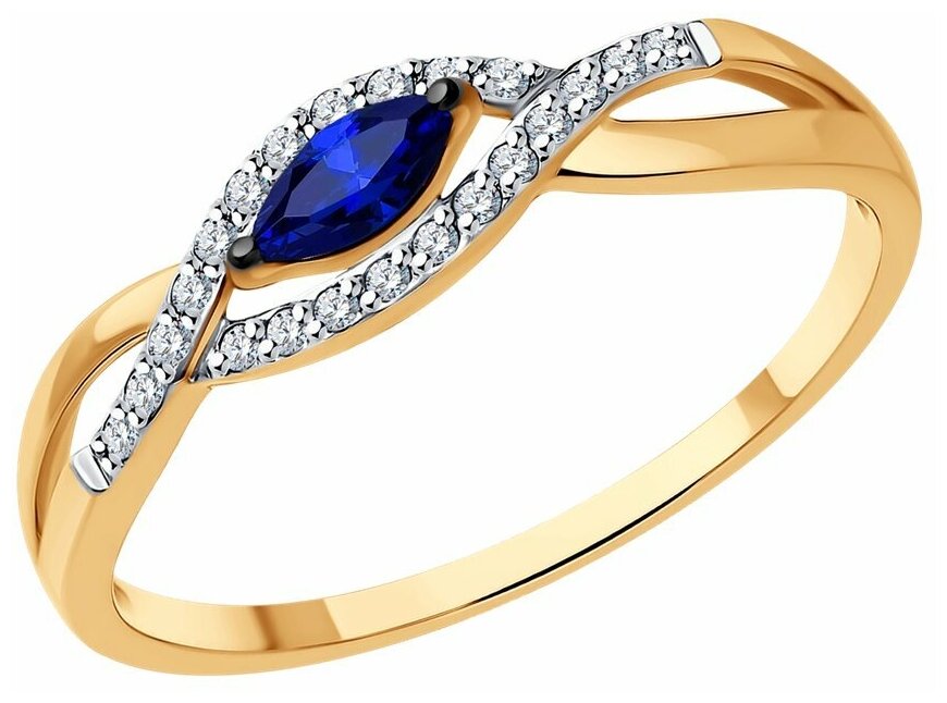 Кольцо Diamant, красное золото, 585 проба, бриллиант, сапфир