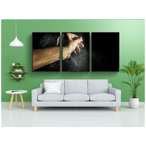 фото Набор модулных постеров для интерьера "мучная пыль, порошок, рука" 60x90 см. в тубусе, без рамки lotsprints