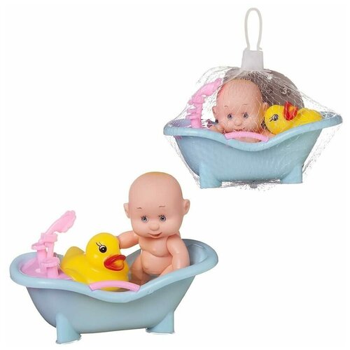 Набор для ванной Abtoys Мой малыш Пупс, ванночка с краном, уточка набор для купания утенок 6 предметов кор