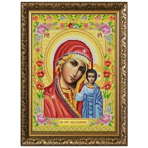 рисунок на ткани конёк богородица казанская 20x25 см Рисунок на ткани Конёк (бисер), Богородица Казанская, 29*39 см (9261)