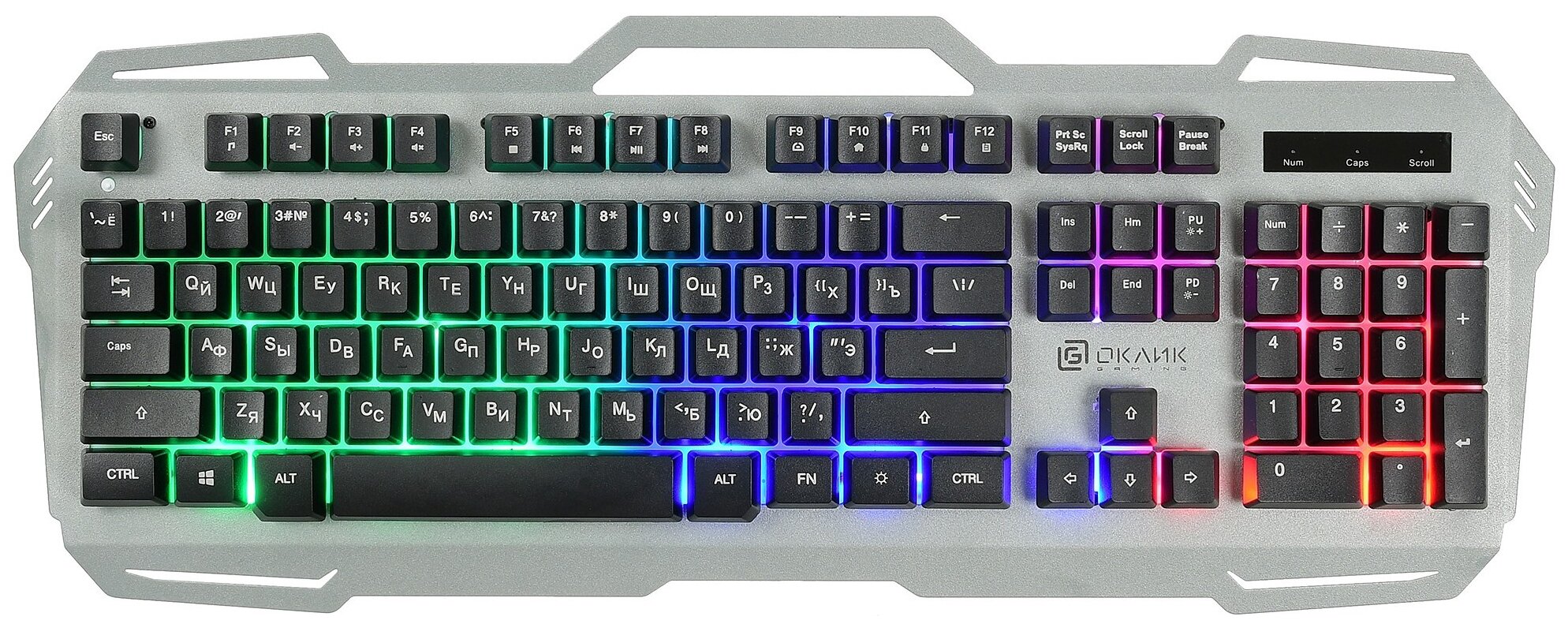 Клавиатура OKLICK , USB, серый + черный - фото №1
