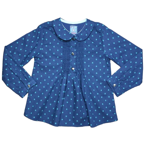 фото Рубашка timo, для девочек, хлопок, на пуговицах, длинный рукав, размер 92, синий