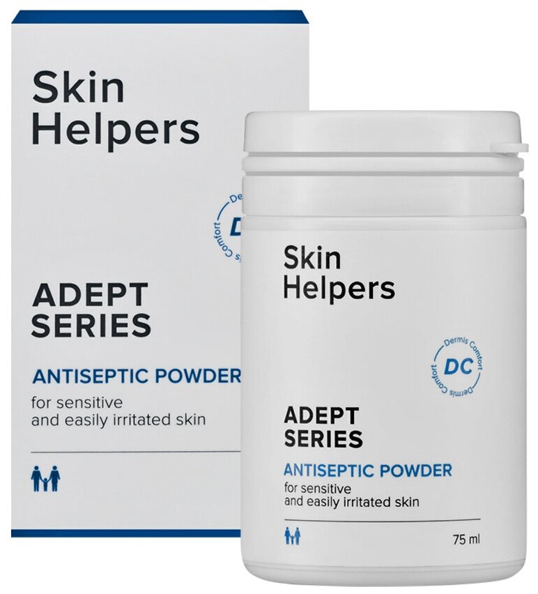 Skin Helpers ADEPT Антисептическая присыпка, антигидрозная део-пудра с каламином, 75 мл (50 г), Дезодорант, Антиперспирант