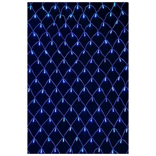 фото Электрогирлянда мерцающая сетка 320 синих led огней, мерцание - хододное белое, 1,9х1,6 м+1,5 м, коннектор, черный каучуковый провод, уличная, snowhouse