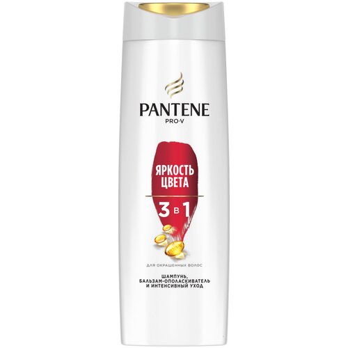 Pantene Pro-V шампунь 3 в 1 Яркость цвета для усиления цвета и блеска окрашенных волос, 360 мл