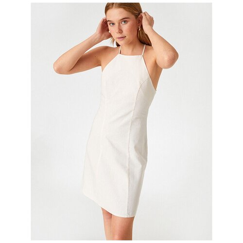 Платье KOTON WOMEN, 2SAK80039PW, цвет: BEIGE, размер: 42 белого цвета
