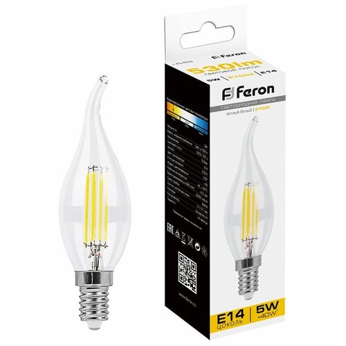 Лампа светодиодная Feron LB-59 25575, E14, C35T, 5 Вт, 2700 К