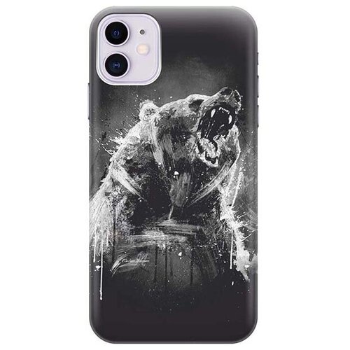 фото Ультратонкий силиконовый чехол-накладка для apple iphone 11 с принтом "разъяренный медведь" gosso