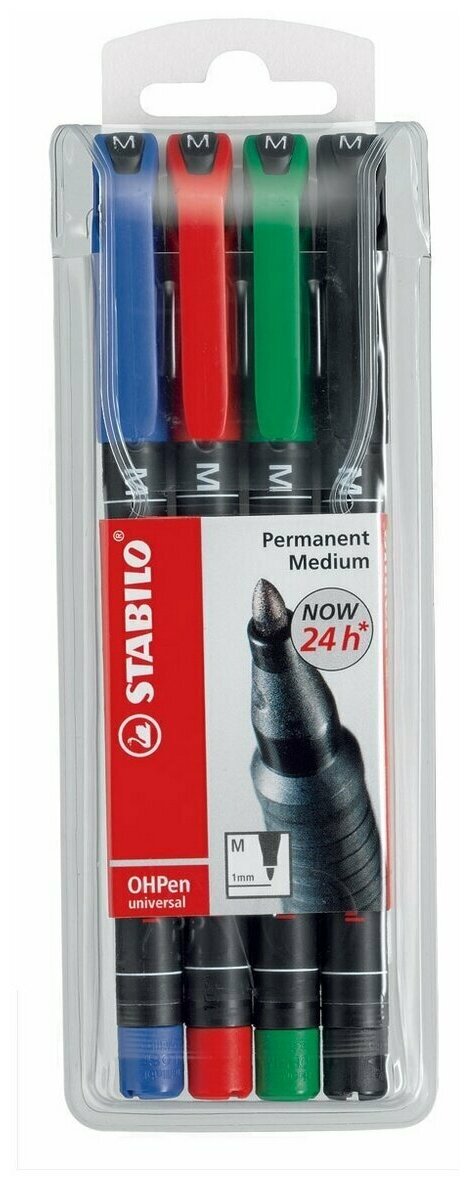 Маркер-ручка 1мм STABILO OHPen Universal, 4 цвета