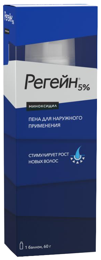 Регейн пена д/нар. прим. баллон, 5%, 60 мл, 60 г, 1 шт.