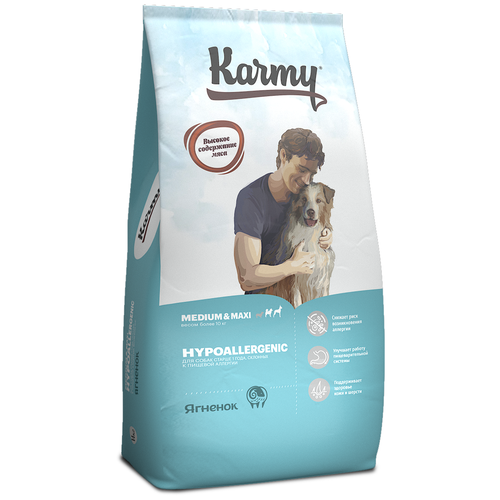 KARMY HYPOALLERGENIC MEDIUM&MAXI. Корм для взрослых собак средних и крупных пород при пищевой аллергии. Ягненок (14 кг)