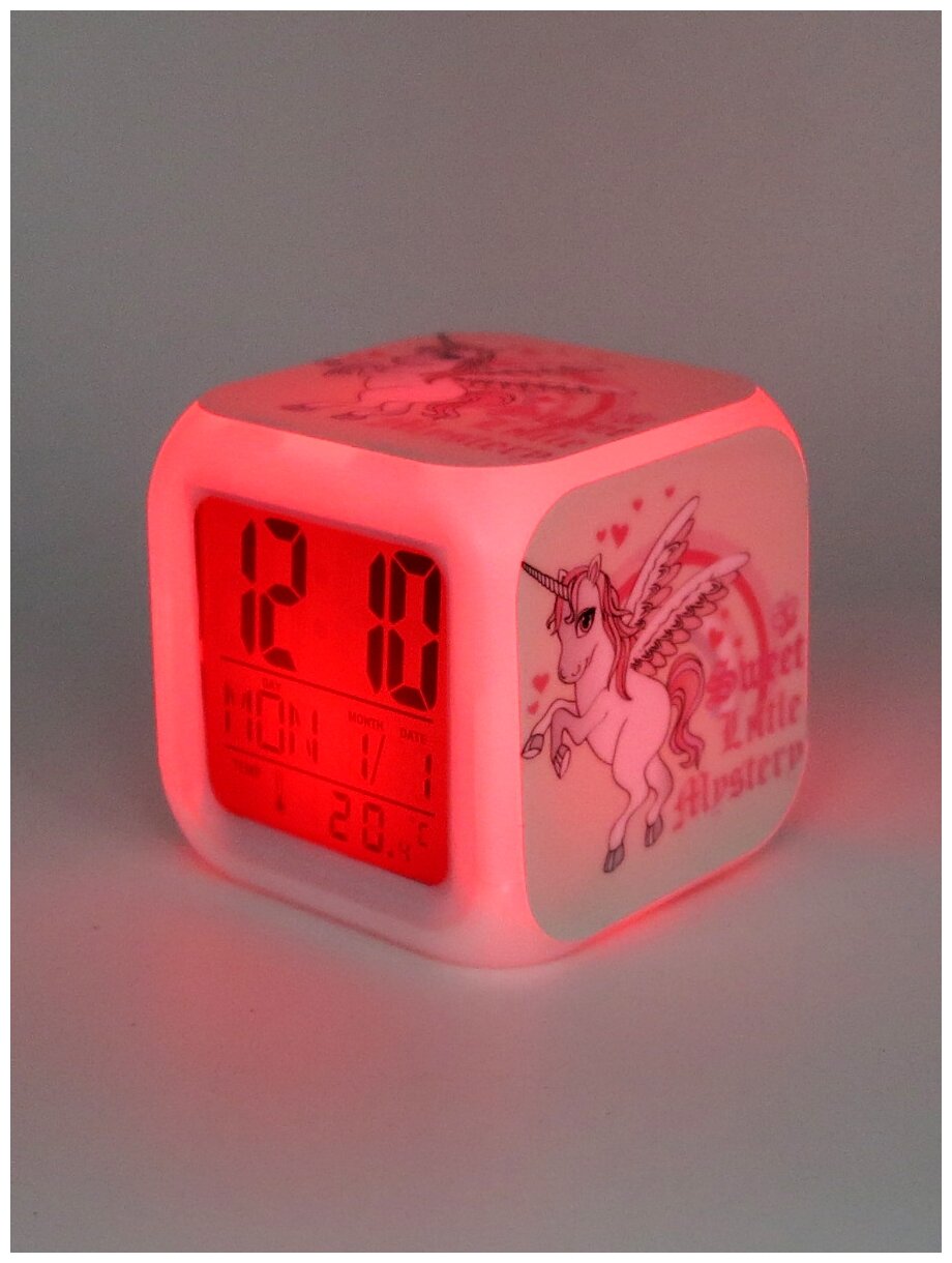 Часы-будильник Единорог с подсветкой №2 - фотография № 5
