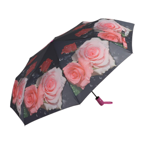 Зонт полуавтоматический «Цветочное очарование», ветроустойчивый, 3 сложения, 8 спиц, R = 49 см, цвет микс нет бренда мультиколор  