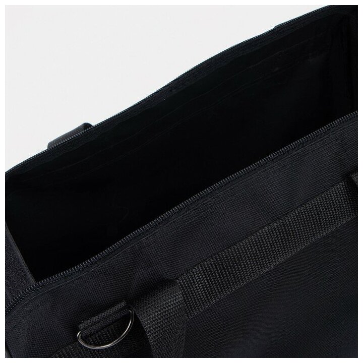 Сумка дорожная, 3 отдела на молниях, наружный карман, длинный ремень, цвет чёрный - фотография № 3
