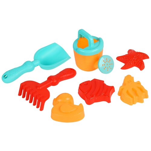Набор песочный №95 (совок, грабли, 4 формочки, лейка) компания друзей JB5600271