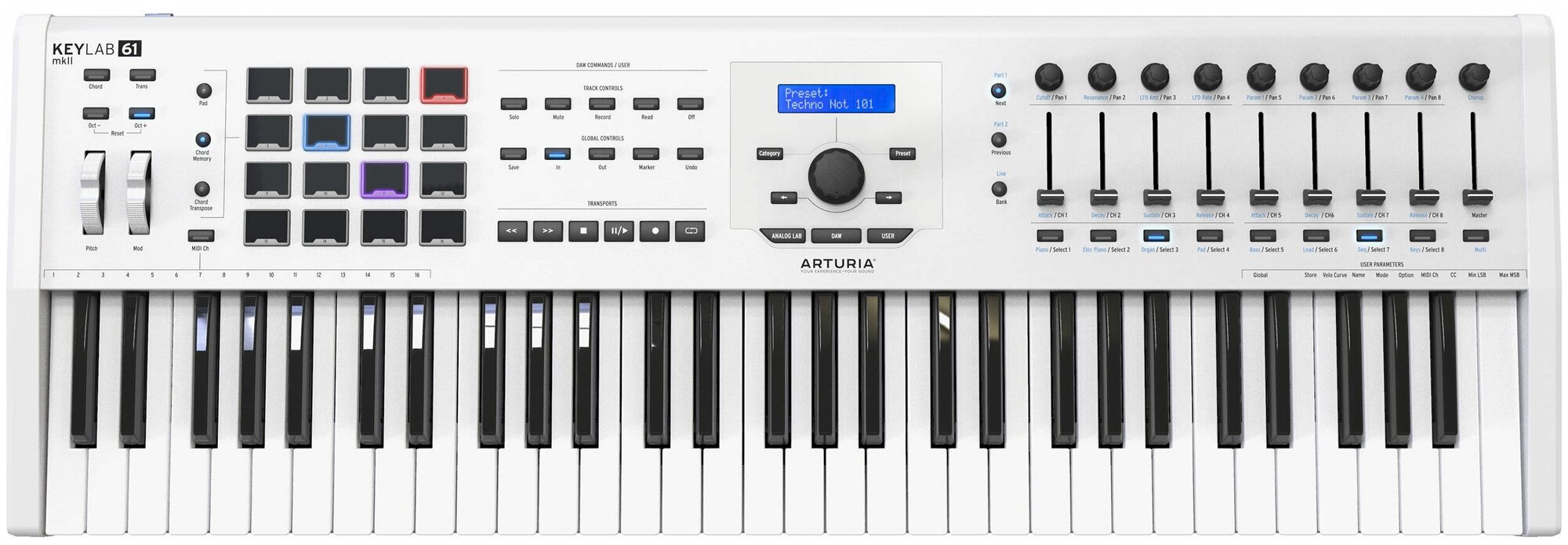 Arturia KeyLab mkII 61 White 61 клавишная полувзвешенная динамическая USB MIDI клавиатура